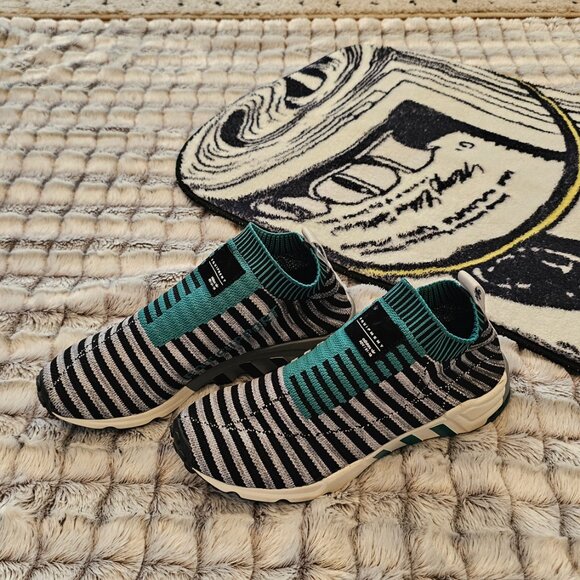 ADIDAS Men's EQT Support SK Originals Primeknit Slip Ons Black Green Grey - Picture 9 of 9